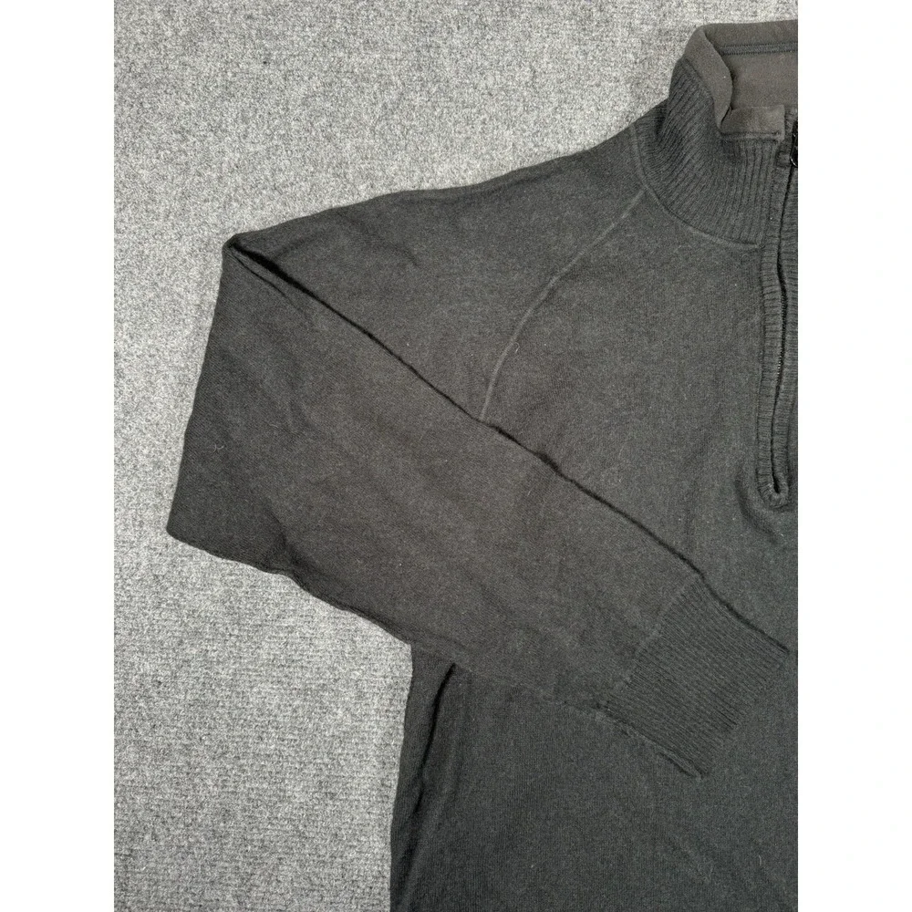 North Face Sweater Mens Medium Long Sleeve 1/4 Zip Black Wool  Pullover